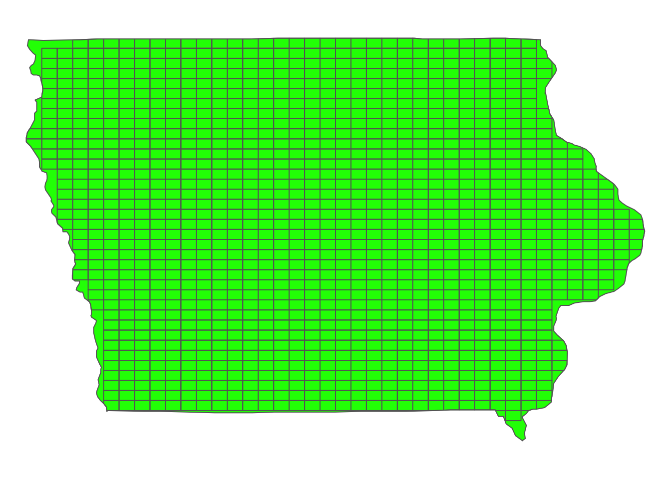 Map of regular grids generated over IA