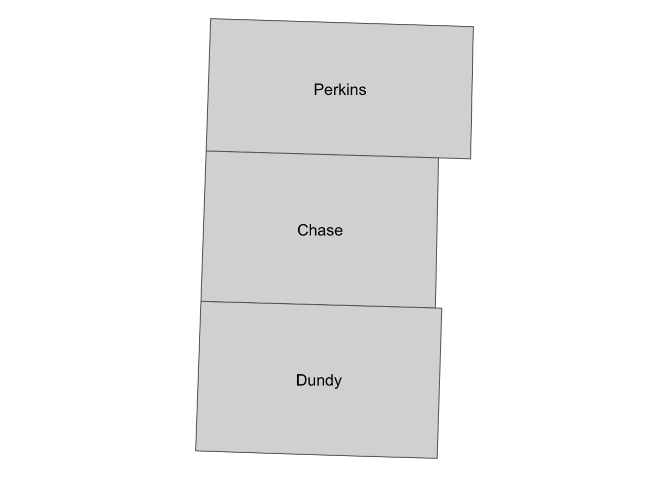 County names placed at the centroids of the counties