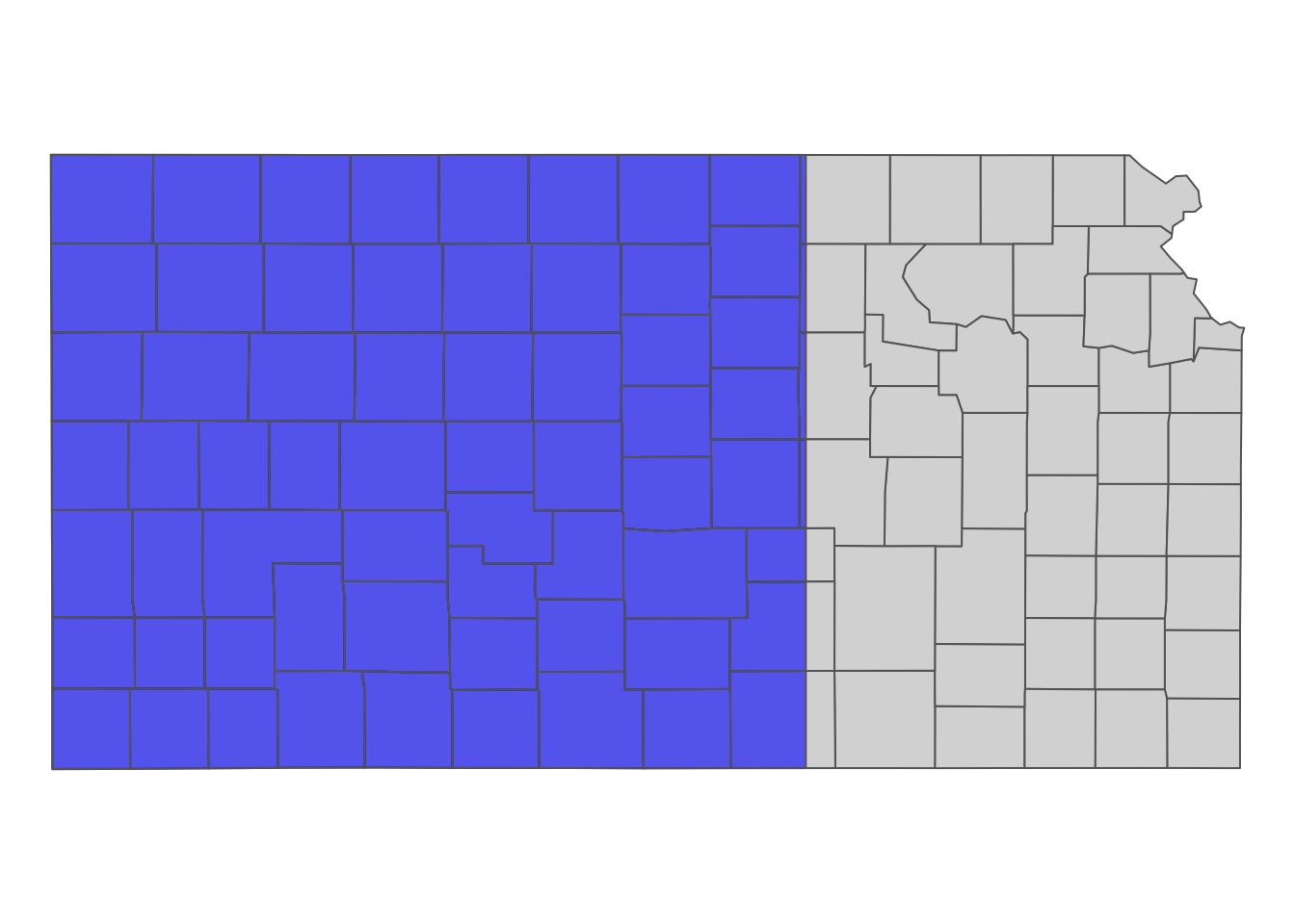 The bounding box of the irrigation wells in Kansas that overlie HPA