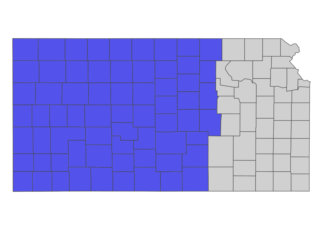 The bounding box of the irrigation wells in Kansas that overlie HPA