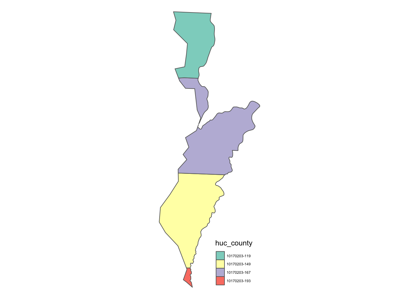 Intersections of a HUC unit and Iowa counties