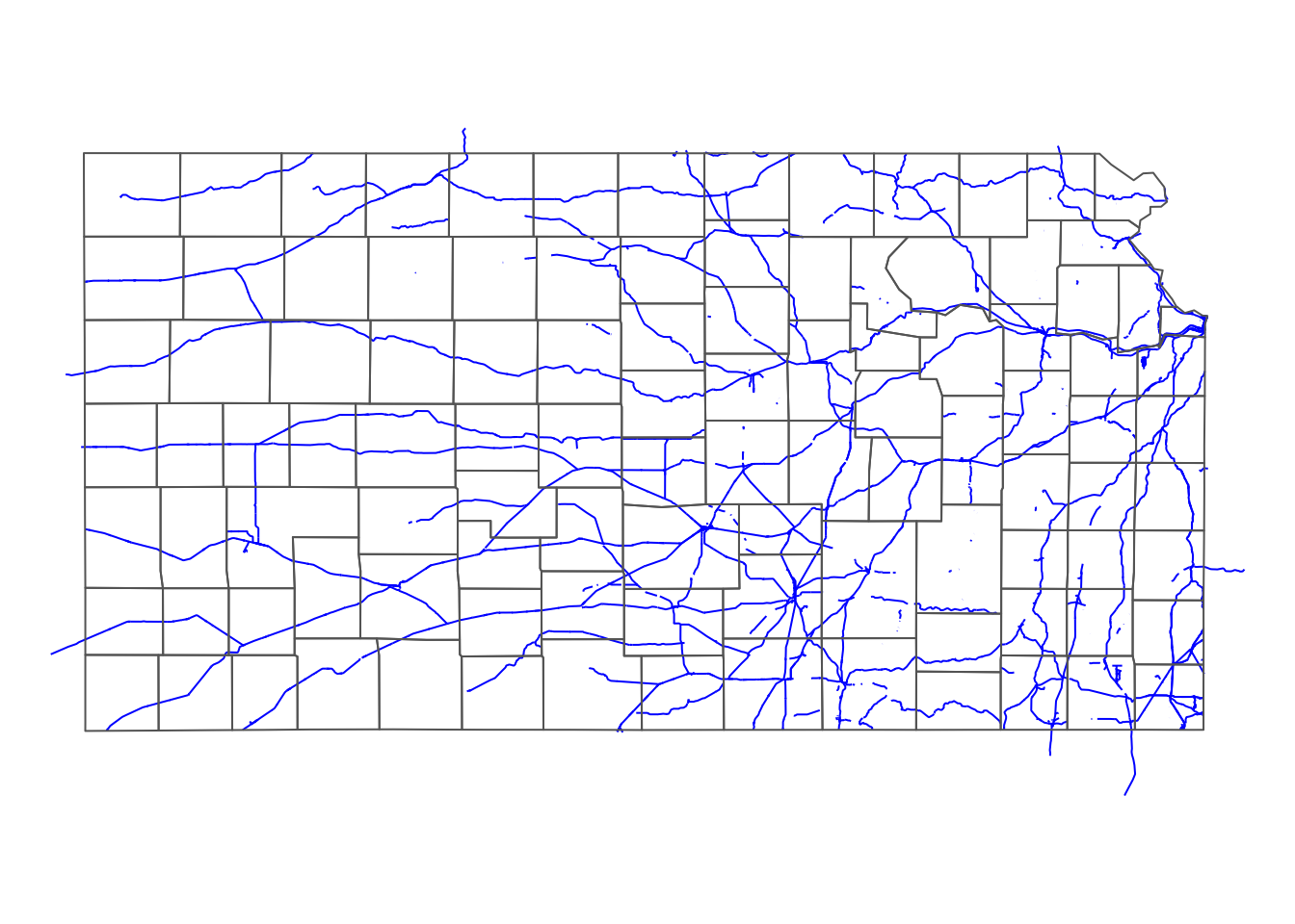 Railroads that intersect Kansas county boundaries