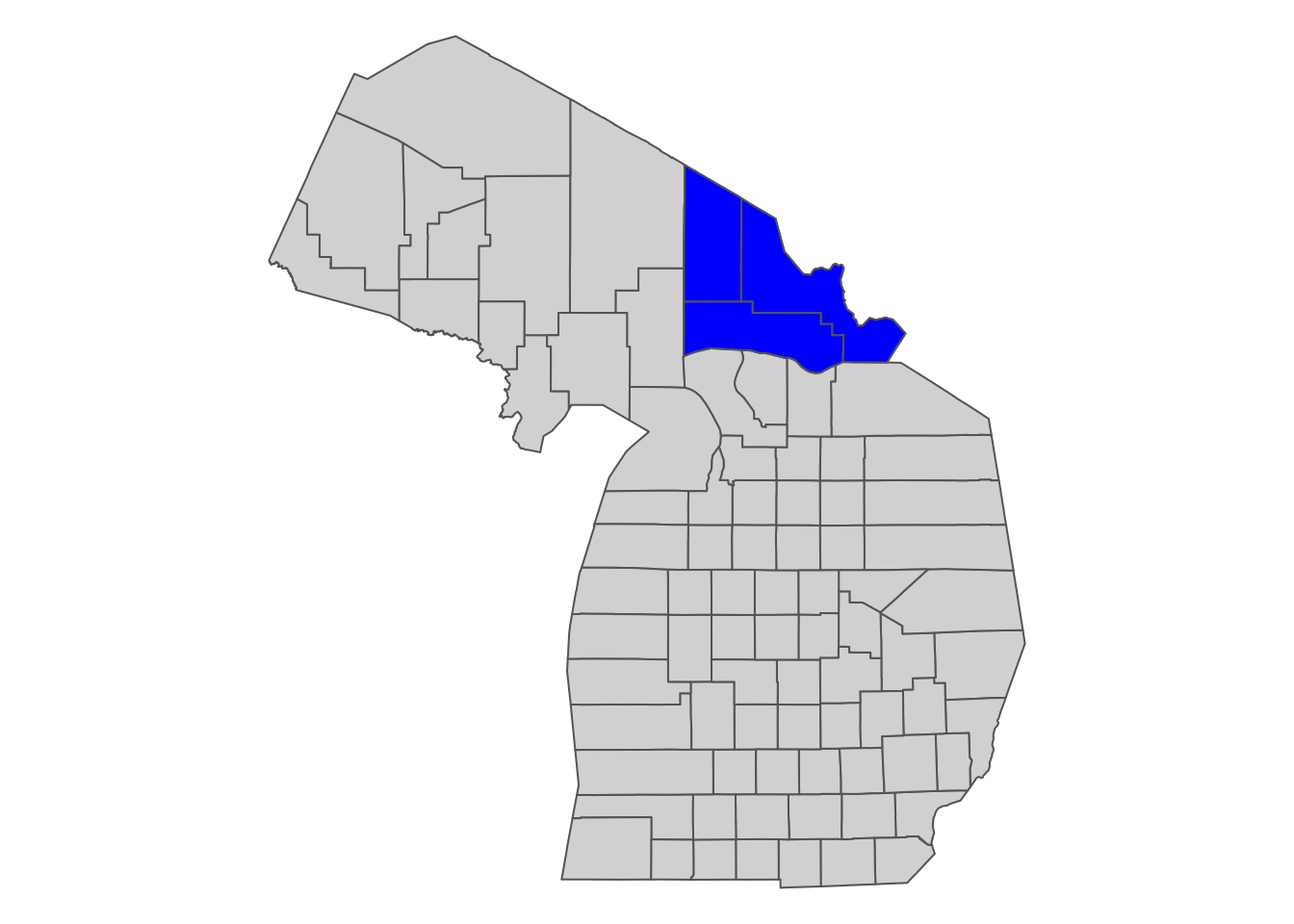 Select Michigan counties for which we download Daymet data