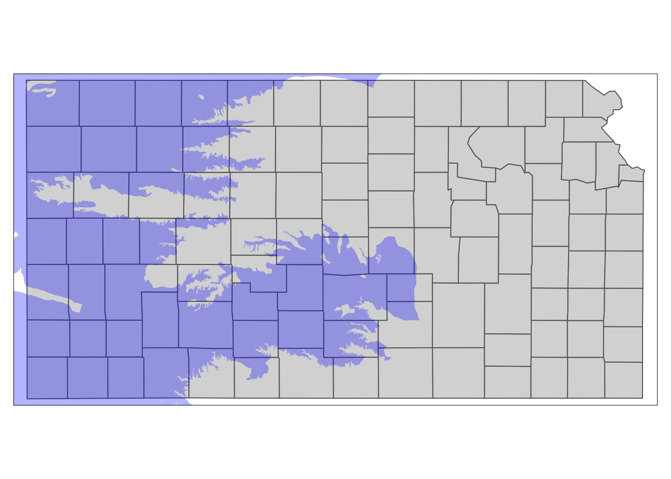 Kansas portion of High-Plains Aquifer and Kansas counties