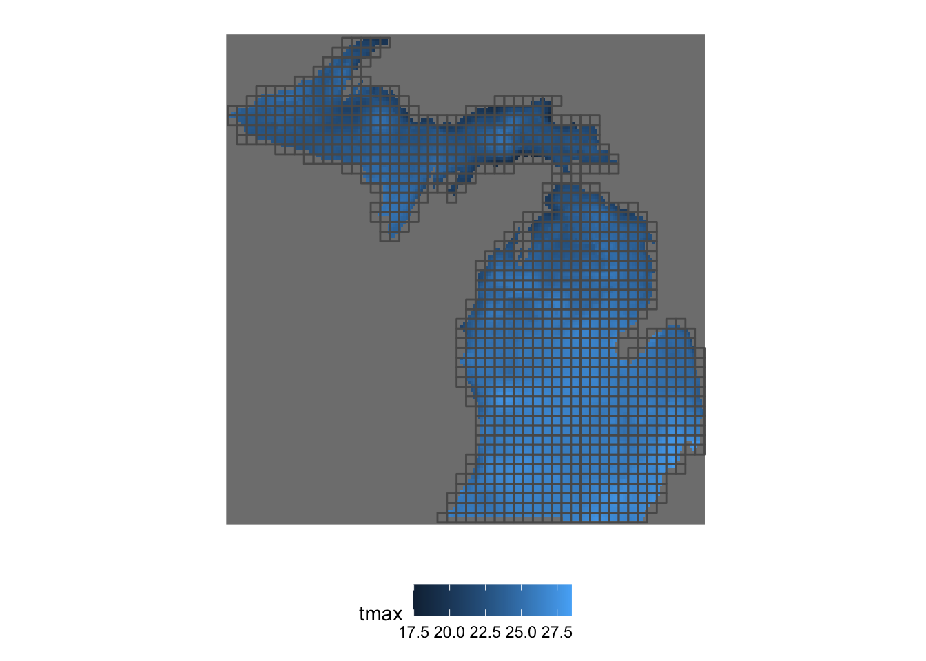Map of regularly-sized polygons over Michigan