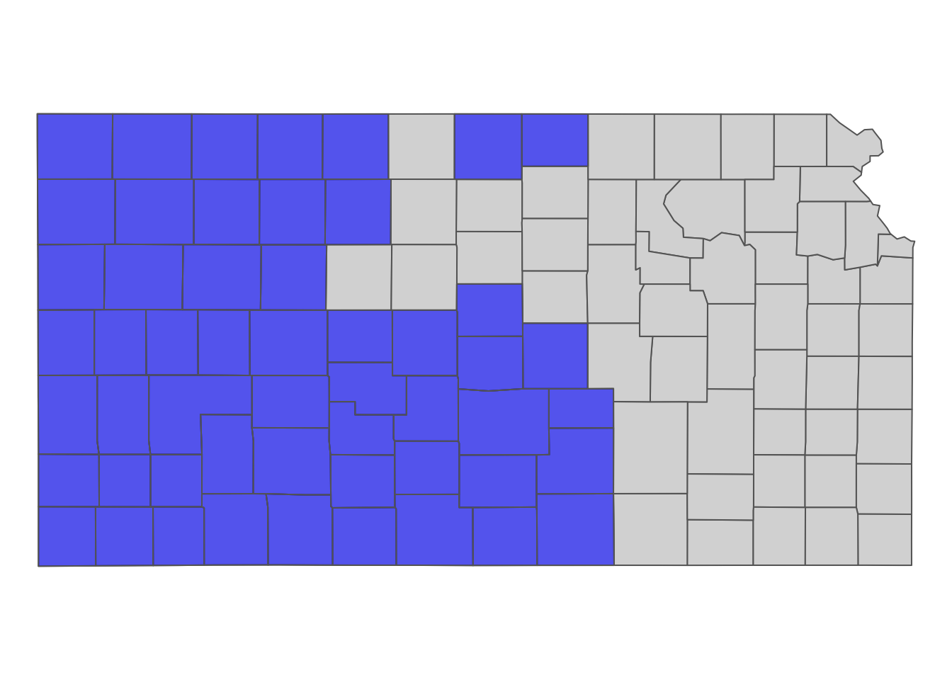 Counties that have at least one well